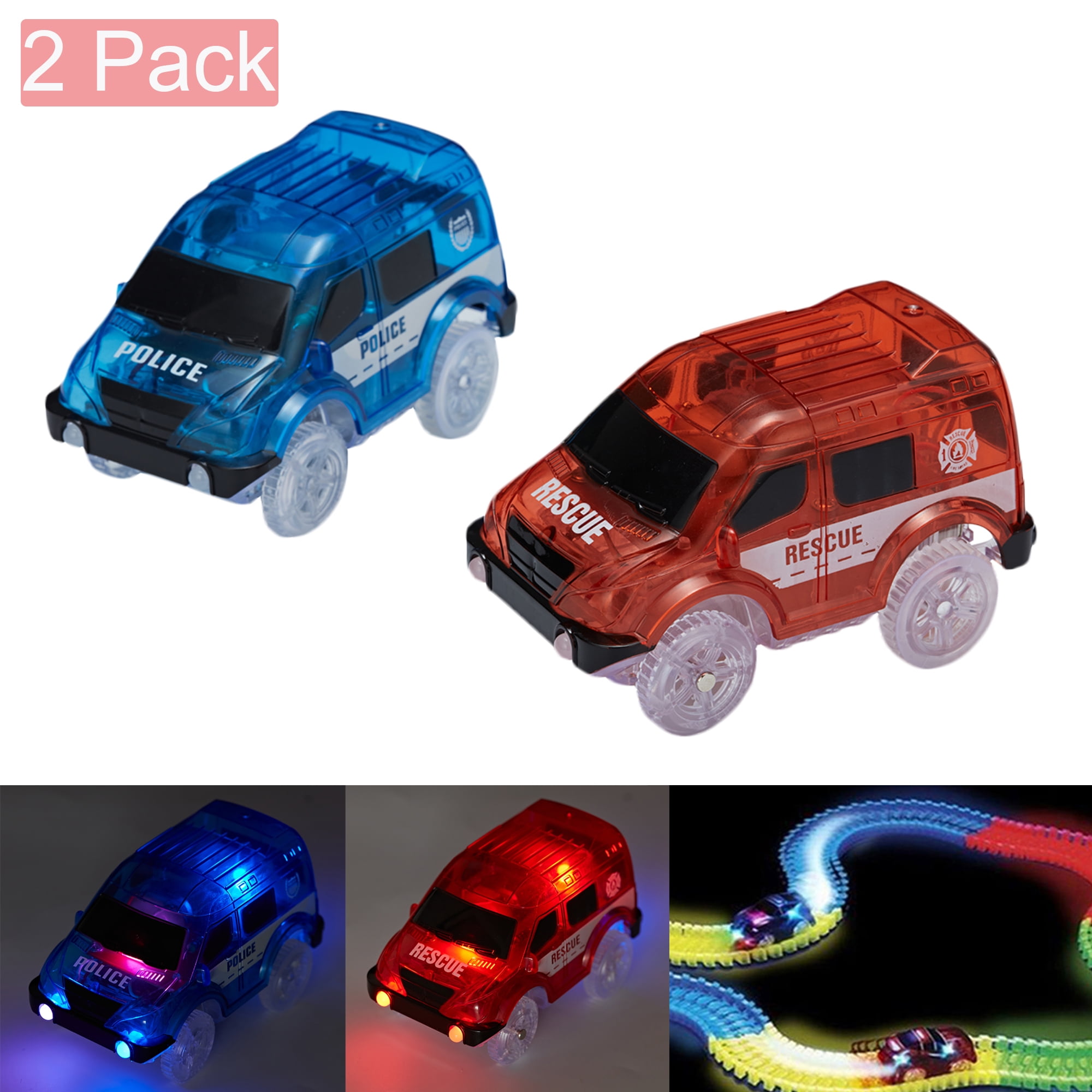 LED Light Up Tracks Car Lights Cars Electronics Toys For Magic With Flashing 