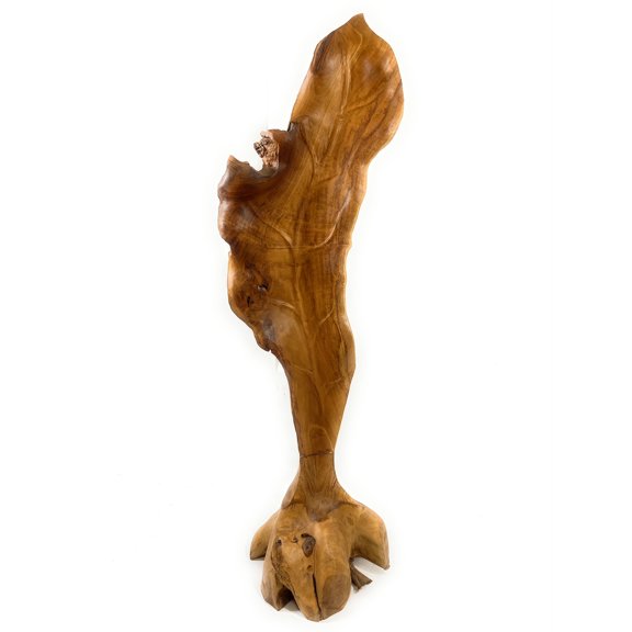 Exquisite Carved Leaf on Stand 47" X 13" X 13" Teak Root - Centerpiece | #cin21c