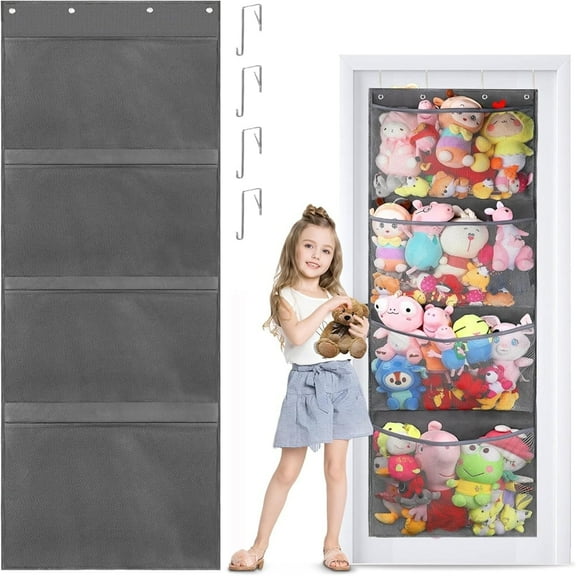 Stuffed Animal Storage, Hanging Mesh Organizer for Toys and Miscellaneous Items, Breathable Doorback Storage Bag for Home Use