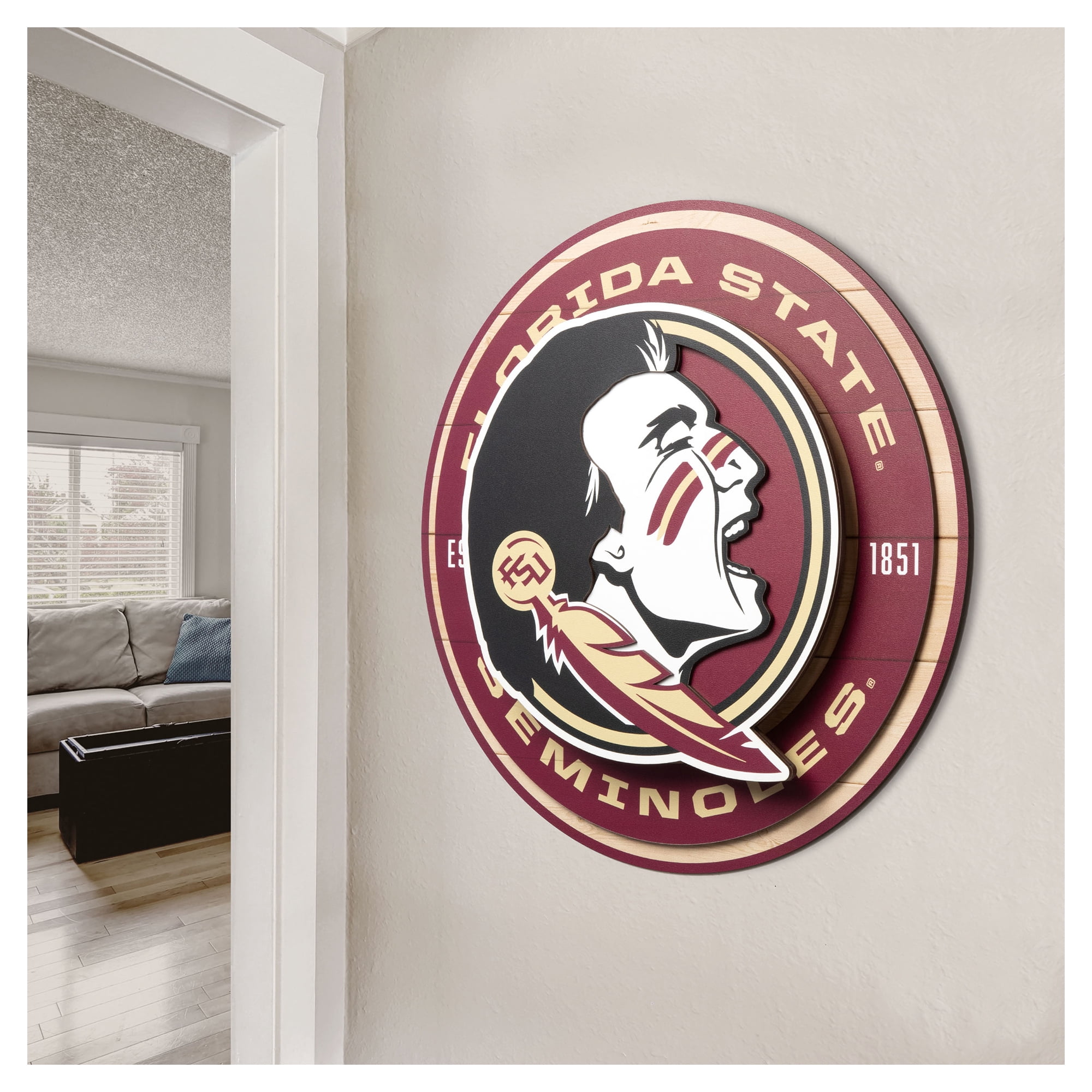 IDNA Florida State Seminoles 15" x 15" 3DX Logo Circle Backer Wall Art