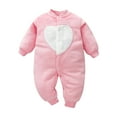 thumbnail image 2 of Utoimkio Newborn Infant Baby Romper Boy Girl Long Sleeve Heart Print One Piece Jumpsuit Winter Fleece Warm Outwear Clothes Pajamas Outfits for Kids 3-18M, 2 of 5