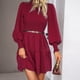 thumbnail image 3 of Gibobby Vestidos de sueter Vestido corto de manga larga con cuello de informal para mujer para otoño invierno color sólido(Rojo,M), 3 of 5