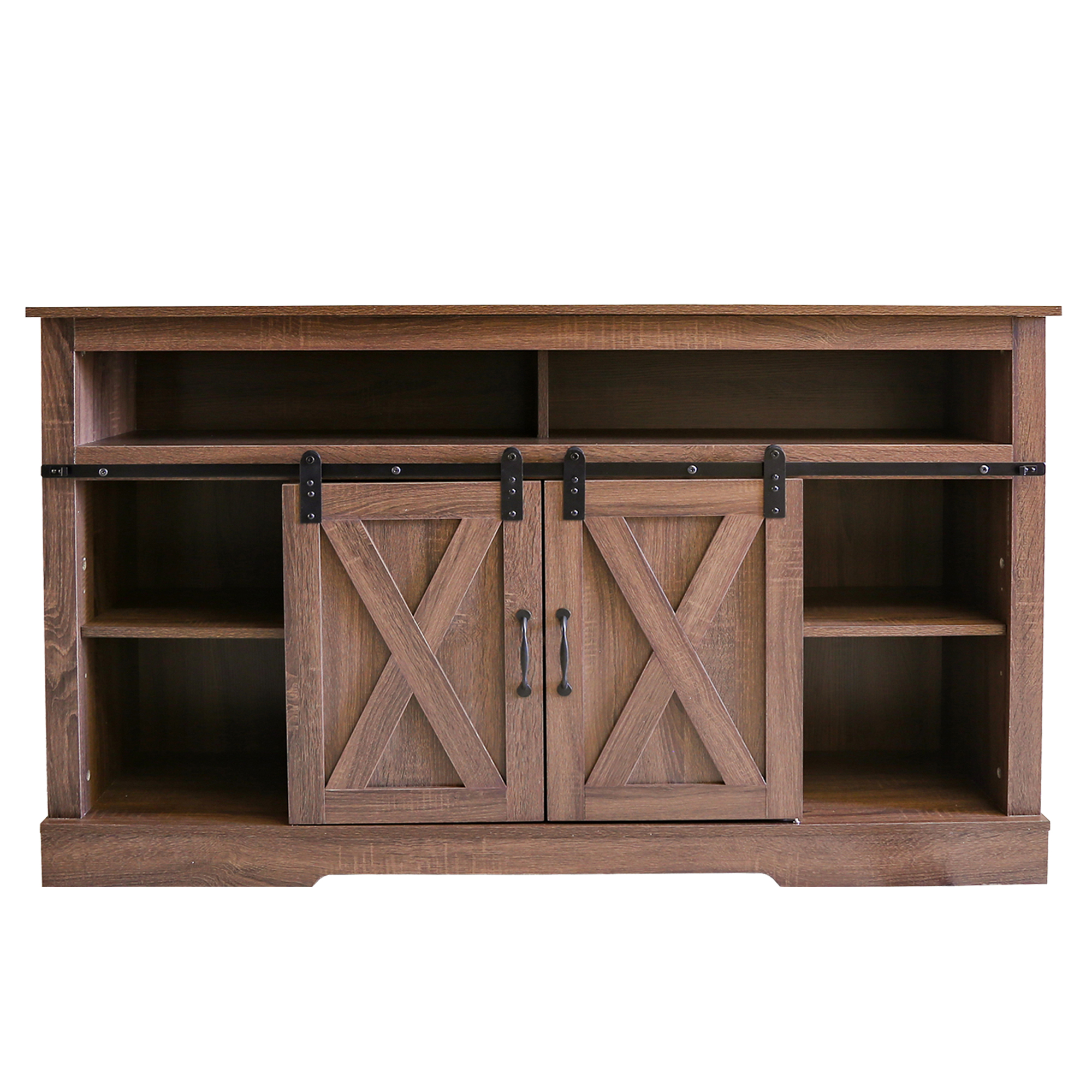 Manor Park Farmhouse Barn Door TV Stand For TVs Up To 58", Gray Wash