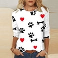 thumbnail image 3 of HomeGardon 3/4 Length Sleeve Womens Tops,Womens Shirts Fashion Women's Casual Print Round Neck T-shirt Top Blouse,S-XXL, 3 of 4