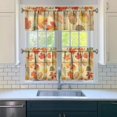 thumbnail image 3 of Fall Leaves Pumpkin Pattern Kitchen Curtains Set - Thanksgiving Harvest Season Rustic Autumn Decor Rod Pocket Panels, 3 of 6
