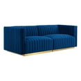 thumbnail image 2 of Modway Conjure Channel Tufted Performance Velvet Loveseat in Gold/Navy, 2 of 5