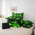 thumbnail image 6 of Manfei Pixel Grid Miners 7-Piece Twin Bedding Sets,Geometric Check Bedding Comforter Set,Green Patchwork Pixel Buffalo Sheet Sets For Girls Boys,Breathable Home Decor Reversible, 6 of 8