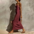 thumbnail image 5 of Ygbgbb Women's Washed Crinkle Cami Maxi Dress, Solid Color Sleeveless Spaghetti Strap Beach Sundress with Loose Fit Wine M, 5 of 9