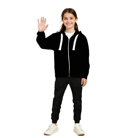Boys Girls Active Sweatsuit 2PC Long Sleeve Black Zip Up Tracksuit Hoodie Jogger Set Fall Clothes Boys Outfits Size 7-8 Years