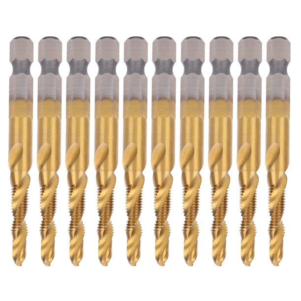 10 brocas de macho de roscar HSS 6.1, vástago cuadrado hexagonal, recubierto de titanio, M5, herramientas manuales de ferretería