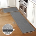 thumbnail image 3 of QiCaiJia Kitchen Rugs Set of 2, 17''x30''+17''x59'' Gray Kitchen Mats for Floor, Washable Non Slip Absorbent Kitchen Mat, Braided Kitchen Runner Rug, Kitchen Sink Rug, 3 of 8