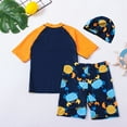 thumbnail image 4 of GYRATEDREAM Boys Swimsuit 2 Piece Swim Set - Short Sleeve Rashguard Shirt and Bathing Shorts Swimwear with Hat UPF 50+ 2-10T, 4 of 6
