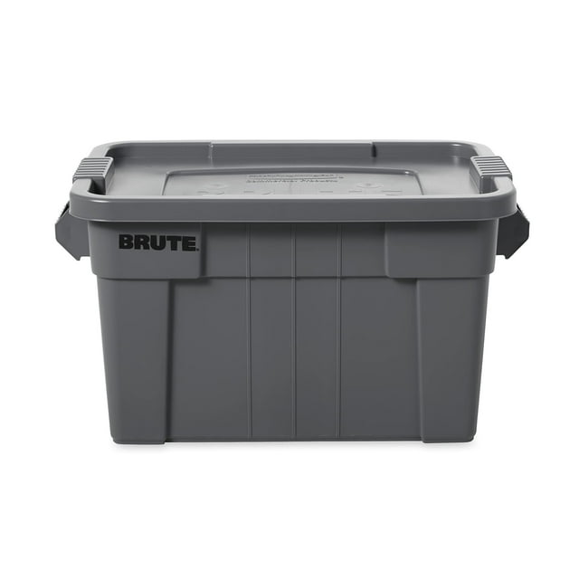 Contenedor de almacenamiento BRUTE Tote de Commercial Products con tapa, 20 galones, gris