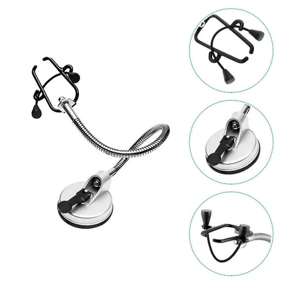 Raindrops Black Stainless Steel Hair Dryer Stand with Elastic Buckle and Adjustable Rotation