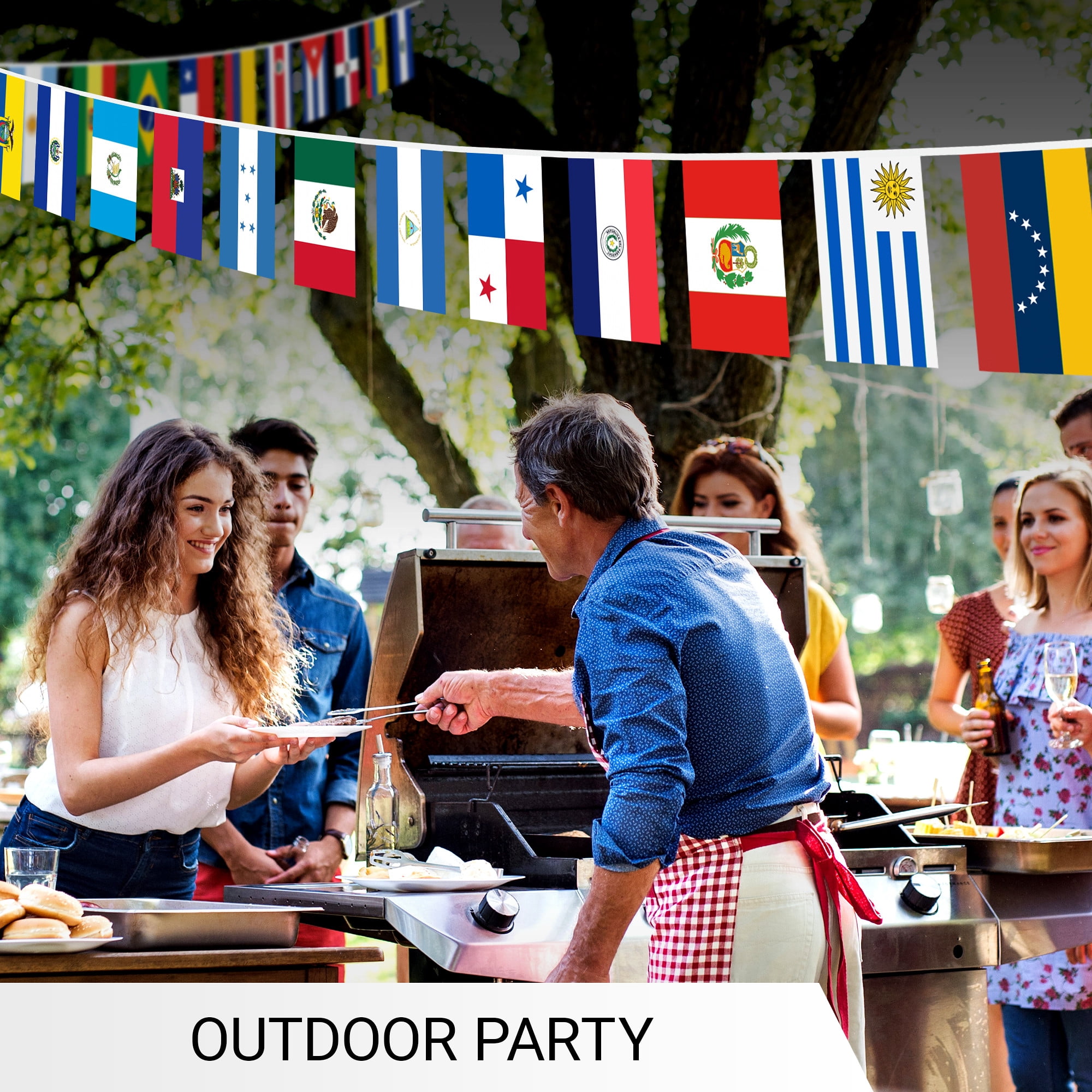 G128 Latin America Countries Bunting Banner | 20 Country Flags, 12 x 18 Inch Pennants, 30 ft String | Printed 150D Polyester | Decorations for School, Festival, Sports Events, Celebrations