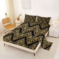 thumbnail image 2 of jejeloiu Opulent Damask Queen Sheets,Gold Print Queen Sheet Sets For Adults,Black Gold,4pcs,1 Flat Sheet, 1 Fitted Sheet and 2 Pillowcases, 2 of 6