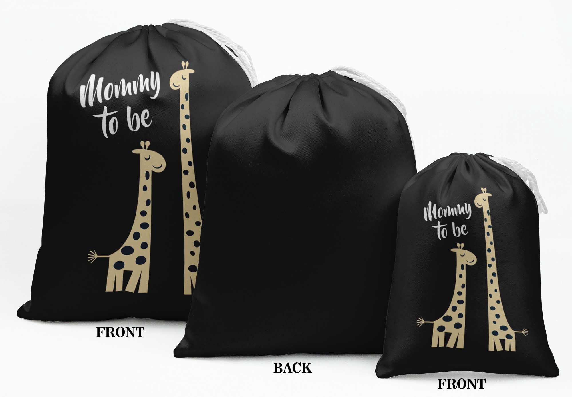 Darling Souvenir Black Giraffe & Mummy To Be Baby Shower Party Supplies Favor Bags&nbsp;Jewelry&nbsp;Pouches 15 Pieces