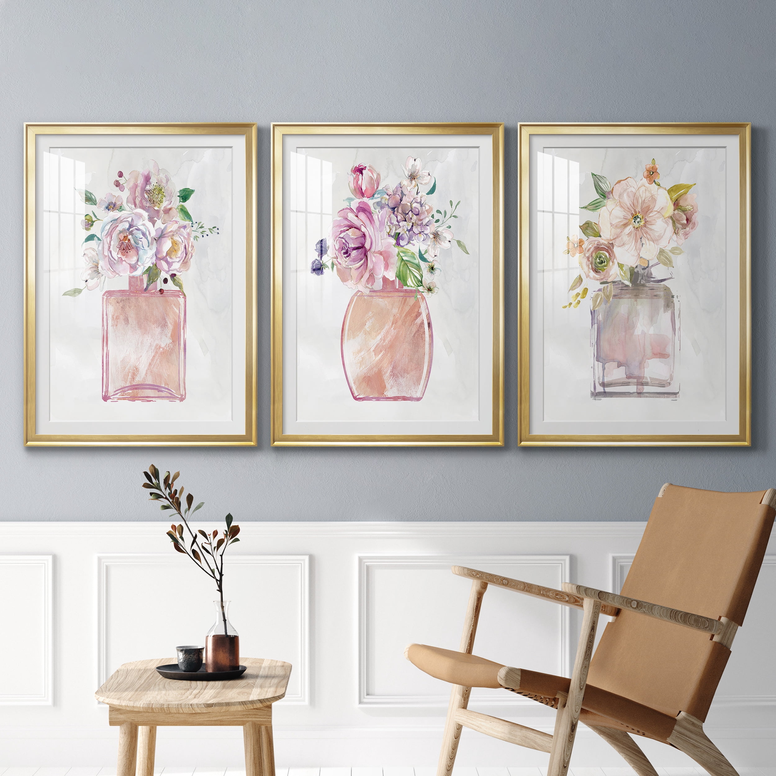 Fragrance of Summer I Premium Framed Prints Set of 3 - Ready to Hang - 30.5 x 42.5 Each - Gold Frame