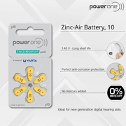 Power One Size 10 No Mercury Hearing Aid Batteries (120)