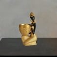 thumbnail image 4 of Estatua de dama tribal africana, adorno de resina, decoración decorativa, coleccionable, creativo Estilo B, 4 of 6