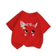 thumbnail image 2 of Piuwrlz 4 T Girls Shirts Tops Girl Short T Shirts Sleeve Crew Neck Toddler Graphic T-Shirts Red Size 4 Years, 2 of 4