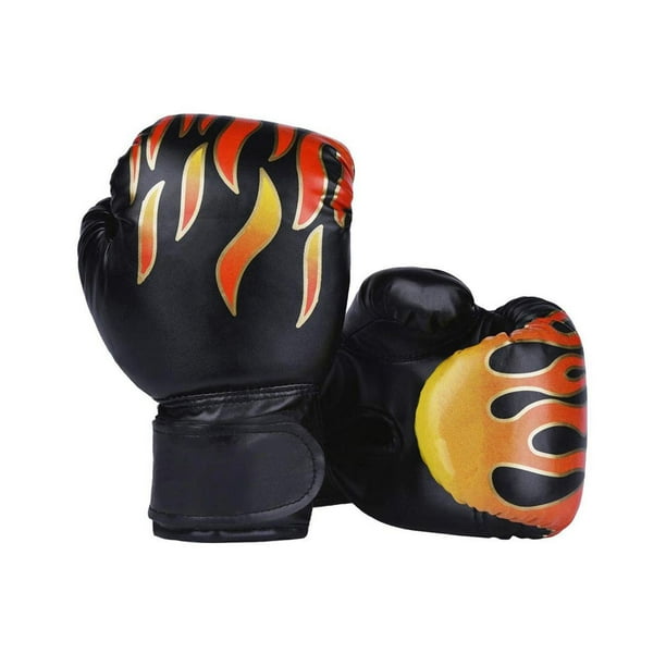 Guantes de boxeo para niños, cómodos guantes de boxeo de 6 oz para saco pesado, guantes de sparring Negro