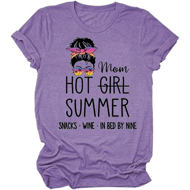 Hot Mom Summer T Shirt Women Short Sleeve Casual Shirts Funny Sayings Vacation Tees Mama Gifts Tops Purple Medium Hot Mom Summer T Shirt Women Short Sleeve Casual Shirts Funny Sayings Vacation Tees Mama Gifts Tops Purple Medium