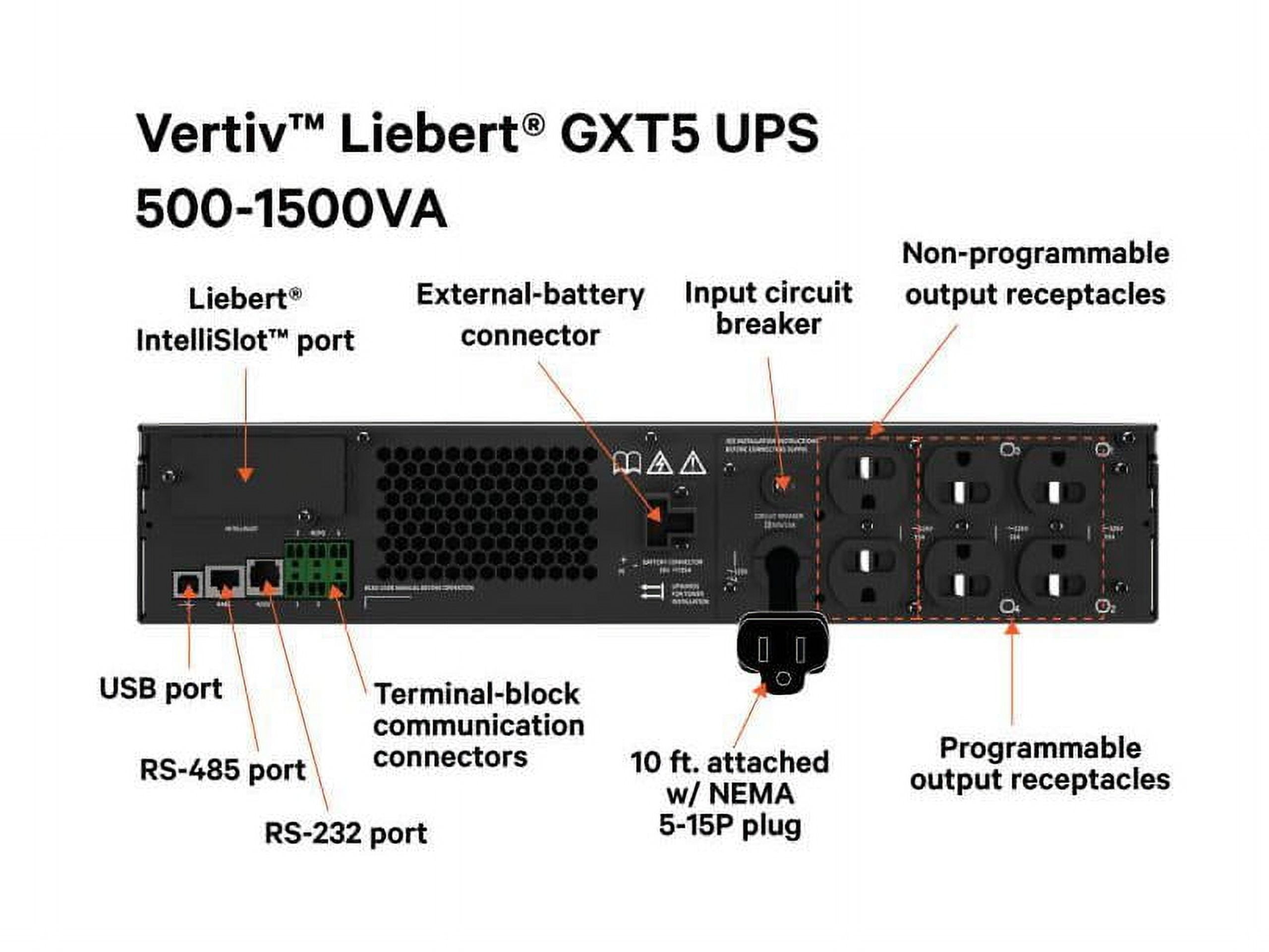 Vertiv Liebert GXT5 1500VA/1350W 6 x 5-15P Single Phase UPS GXT51500LVRT2UXL
