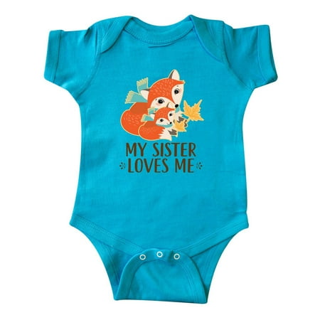 

Inktastic My Sister Loves Me Cute Fox Gift Baby Boy or Baby Girl Bodysuit