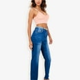 thumbnail image 4 of Women's High Waist Straight Leg Jeans With Vintage Wash And Classic Fit- X Large, Blue, 4 of 6