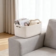 thumbnail image 6 of Hyknon Cotton Rope Baskets for Organizing, Woven Storage Basket with Handles, Rectangle Organizer Bin, Durable Storage Box, Multipurpose Organizer for Bedroom Nightstand Living Room Home Decor, White, 6 of 6