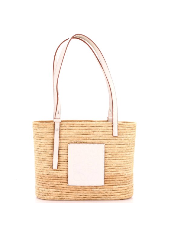 Pre-Owned Square Basket Tote Woven Raffia Small By Rebag
