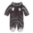 thumbnail image 2 of Newborn Baby Cartoon Bear Snowsuit Warm Fleece Hooded Romper Jumpsuit 0-12 Months, 2 of 5