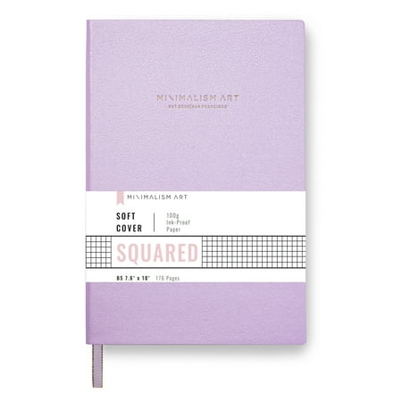 Minimalism Art, Classic Soft Cover Notebook Journal, Large Size, Composition B5 7.6" x 10", 176 Pages, Premium Thick Paper 100gsm, Fine PU Leather, Ribbon Bookmark, San Francisco (Squared, Pink)