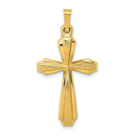 14K Yellow Gold Textured and Polished Passion Cross Pendant