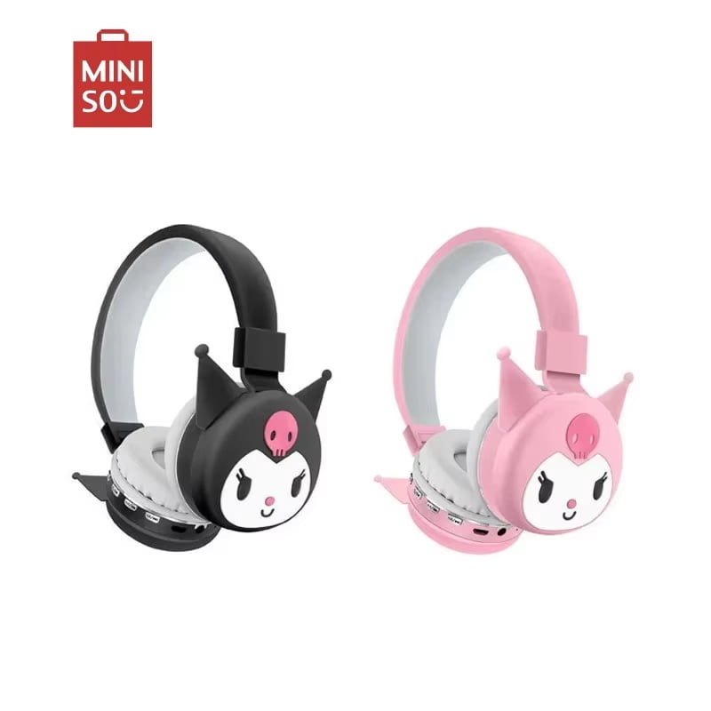 Kuromi Sanrio Bluetooth Headphone Wireless Headsets with Mic Foldable Lightweight Earphone for Phones Laptop Cartoon