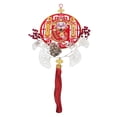 thumbnail image 1 of Adorno colgante de Año Nuevo con borlas, diseño del Dios de la Riqueza, color rojo, para el Festival de Primavera. 32cmx80cm, 1 of 9