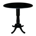 thumbnail image 6 of 42" Round Solid Wood Dual Drop Leaf Pedestal Table in Black - 41.5"H Bar Height by International Concepts, 6 of 10
