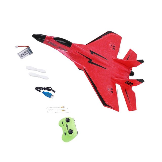 Ounissouiy EPP RC Aircraft Avión planeador de ala fija con luz nocturna de 2 canales RTF Red Type3
