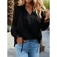 thumbnail image 5 of Women'S Casual Blouse - Dot Summer Shirts Elegent V Neck Long Sleeve Loose Dressy Office Tops Black XL, 5 of 9