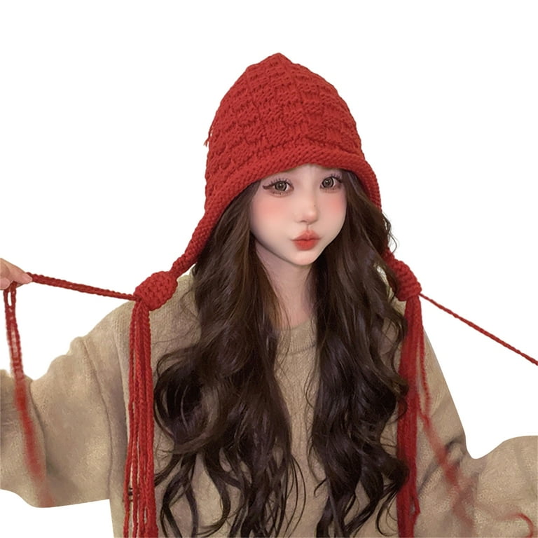 Bohemian Tassels Braids Cap Warm Ear Flap Hat Female Beanie Soft