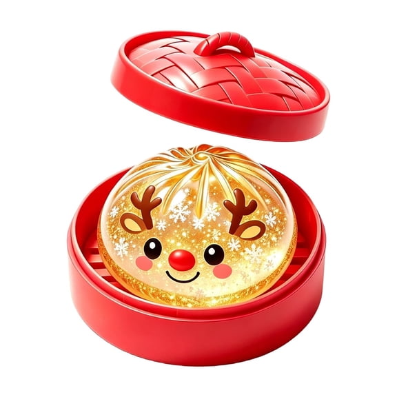 Christmas Glitter Dumpling Squishy Toys Sensory Squeeze Ball 2026, Easter Squishy Dumpling Fidget Toys for Adults, Stress Sensory Relief Toy,Stocking Stuffers with Food Steamer Stretchy Desk Toys