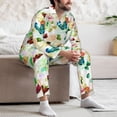 thumbnail image 7 of Naloa Floral Vintage Men’s Pajamas Set - Long Sleeve Button Down Sleep Shirt and Pajama Bottoms Sleepwear Set-Large, 7 of 7