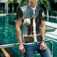 thumbnail image 6 of Rateoe Forest River Bald Eagle Pattern Men’s Baseball Short Sleeve Polo Shirt, Midweight Men's Shirt Golf Shirt Polo Shirts Quick Dry Short-Large, 6 of 7