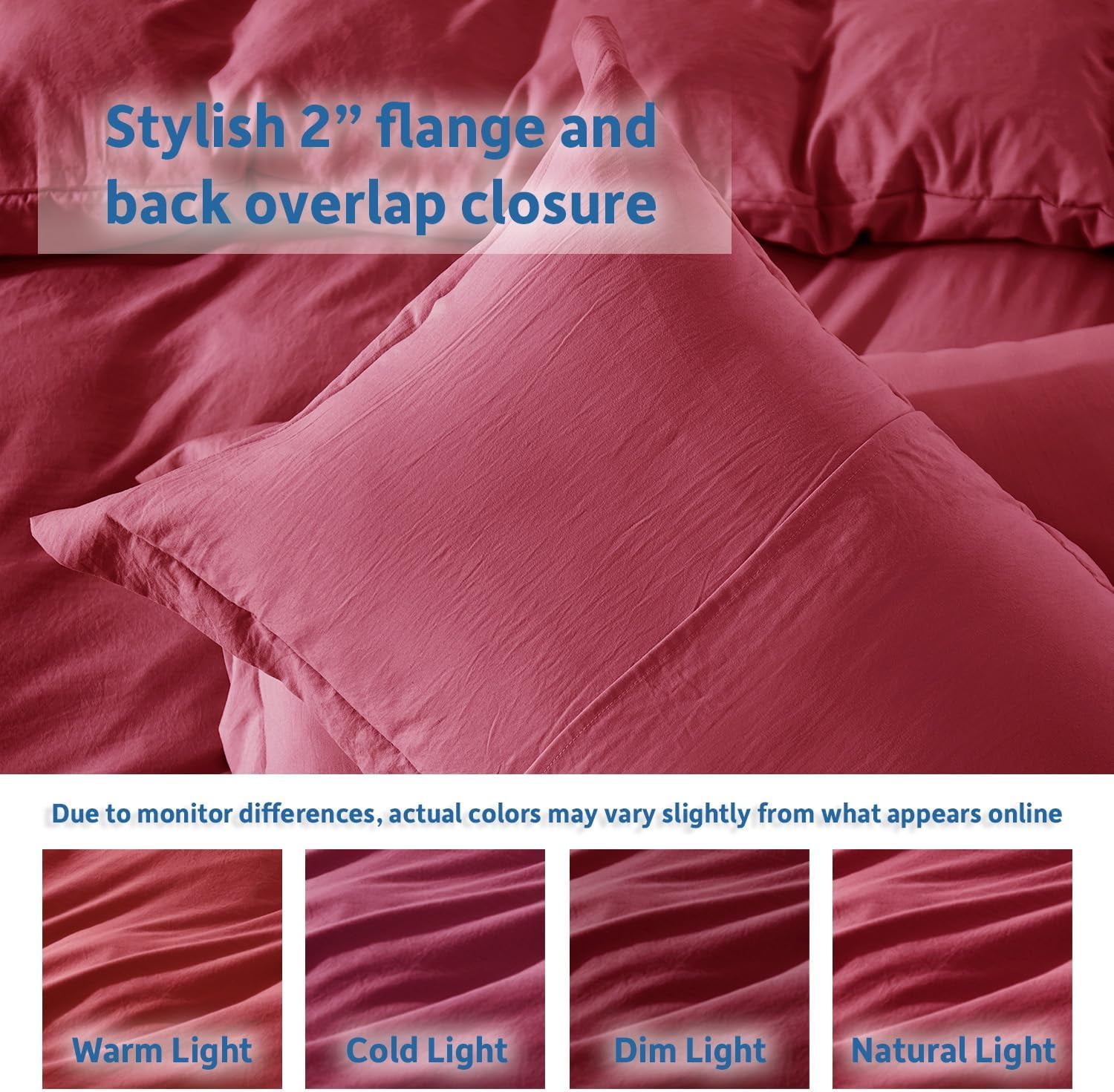 LammaLoe Duvet Cover King Size, Soft Prewashed 3-Piece Duvet Cover Bedding Set with Pillow Shams, Burgundy Red