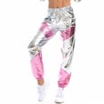 thumbnail image 1 of Pantalones largos de mujer a juego con el color, de charol estampado en caliente, con bolsillo láser en color, pantalones largos holgados para mujer, 1 of 5