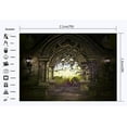 thumbnail image 2 of ABPHOTO Polyester 7x5ft Gothic Backdrop Old Castle Garden Arch Door Lantern Tree Gloomy Scary Night View Happy Halloween Party Photography Background Kids Adults Masquerade Photo Studio Props, 2 of 3