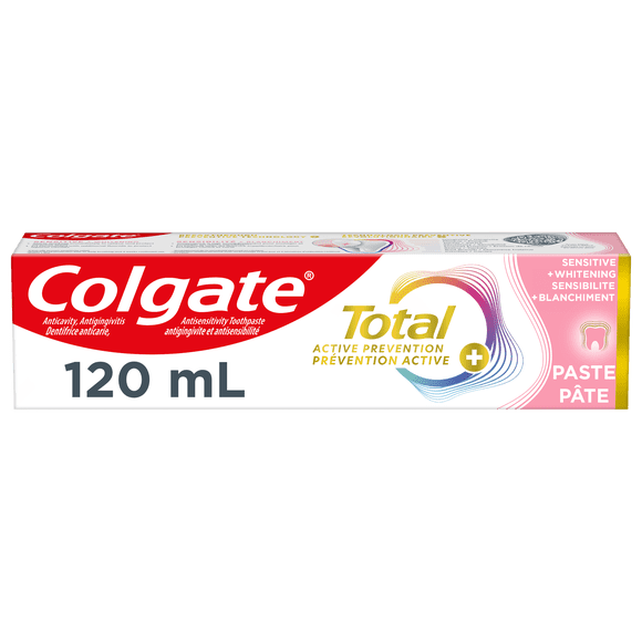 Colgate Total Active Prevention Sensitive and Whitening Toothpaste, Mint, 120 mL