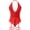 Red, variant on Women's PU Leather Teddy Lingerie Deep V Halter Bodysuit Lace Patchwork Zip Up Babydoll with Garter Belt Red XL for Valentine's Day Gifts