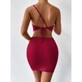 thumbnail image 3 of Womens Ribbed One Shoulder Mini Bodycon Dress Sleeveless Cutout Short Dress Plain Slim Fitted Party Club Dress, 3 of 4